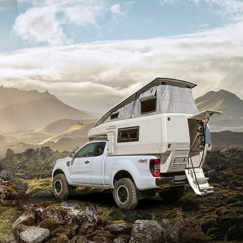 Ford Ranger Camping Setup, Ford Ranger Camper, Slide In Truck Campers, Tent Bed, Truck Bed Camping, Ranger Truck, Ford Ranger Truck, Truck Tent, Rv Truck