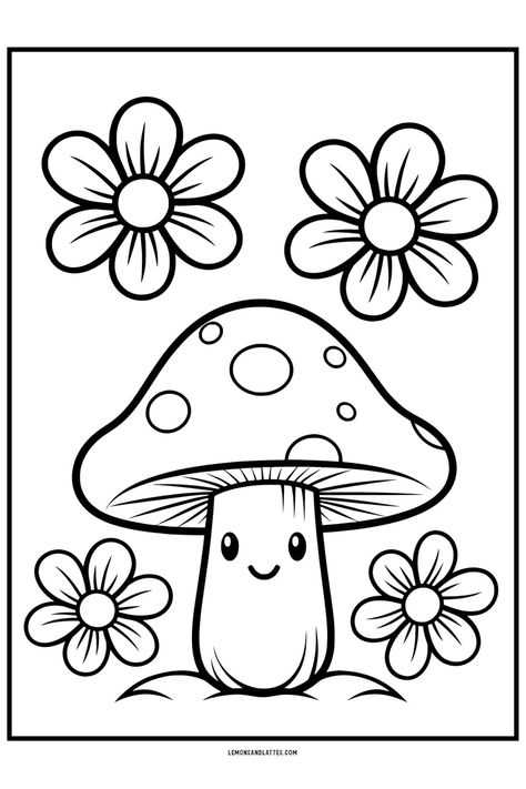 Colouring Templates, Mushroom Coloring, Garden Coloring Pages, Free Kids Coloring Pages, Kids Worksheets, Flowers Coloring, Cartoon Coloring, Worksheets Preschool, Spring Coloring Pages