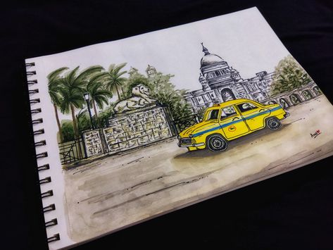 Victoria memorial painting Kolkata Sketch, Memorial Painting, Victoria Memorial, Gouache Art, Kolkata, Diy Ideas, Sketch, Drawings, Art