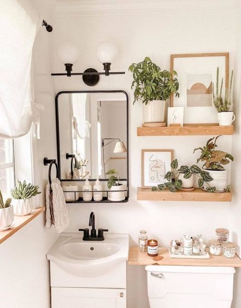 What if your bathroom could be a luxurious sanctuary, with smart storage and expensive-looking decor? We're convinced the dream can be reality. #bathroom #decor Small Restroom Ideas, Greenery Bathroom, Small Restroom, Restroom Ideas, Instagram Decor, Small Bathroom Storage, Diy Makeover, Stylish Bathroom, Smart Storage