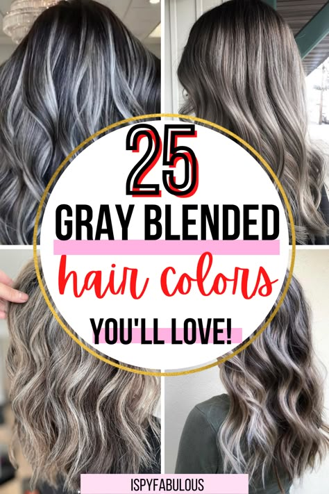 Hair Color Grey Silver, Blended Hair, Gray Blending, Gray Hair Pixie Cuts, Grey Hair Dye, Grey Hair Transformation, Hair Highlights And Lowlights, Highlights Lowlights, Grey Hair Inspiration