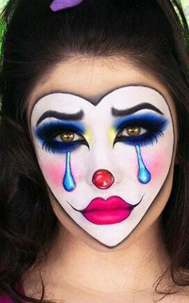 Glam Clown, Tears Of A Clown, Half Face Makeup, Easy Halloween Face Painting, Mime Makeup, Creepy Makeup, Creepy Halloween Makeup, Face Painting Easy, Face Paint Makeup