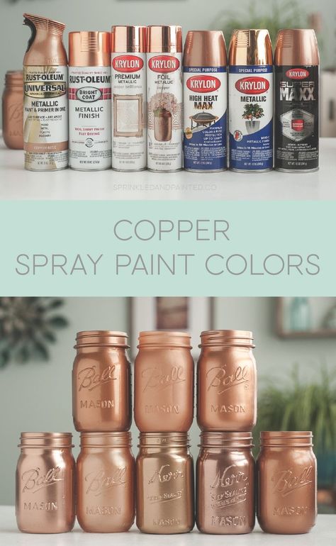 Best Copper Spray Paint, Spray Paint For Glass, Rose Gold Spray Paint, Decoration Communion, Copper Spray Paint, Spray Paint Projects, Spray Paint Colors, Painted Post, Copper Paint