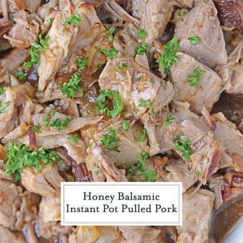 Honey Balsamic Instant Pot Pulled Pork is a pressure cooker pulled pork recipe using sweet and Asian flavors resulting in a super delicious sandwich. Ready in just 90 minutes! #pressuercookerpulledpork #pulledporkrecipe #instantpotpulledpork www.savoryexperiments.com Pulled Pork Pressure Cooker Recipe, Pressure Cooker Pulled Pork, Instant Pot Pulled Pork, Pulled Pork Recipe, Honey Balsamic, Pork Recipe, Delicious Sandwiches, Asian Flavors, Instant Pot Pressure Cooker