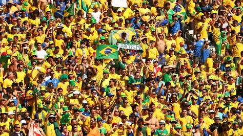 Brazil fans cheer Brazil Fans, Brazil Team, New Wallpaper, Fifa World Cup, Fifa, World Cup, Brazil, Fan, Yellow