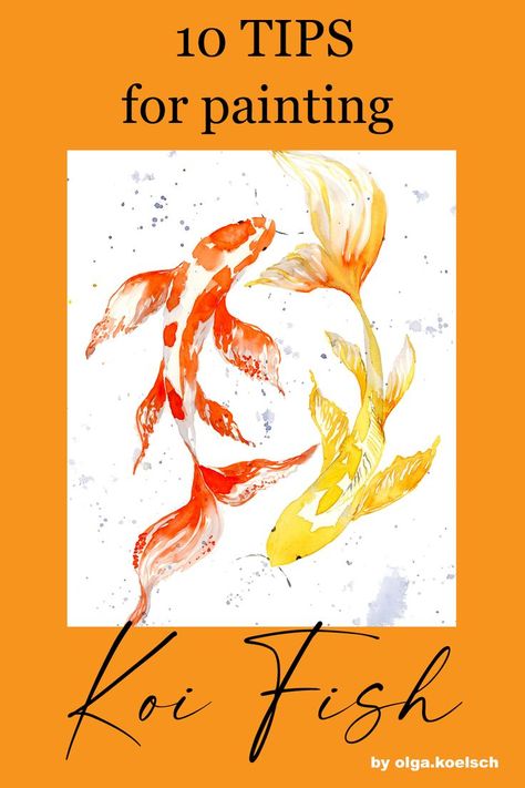 Paint Koi Fish, Koi Fish Colors, Watercolor Koi Fish, Koi Painting, Koi Fish Drawing, Koi Watercolor, Step By Step Watercolor, Watercolor Tutorial, Paint Watercolor