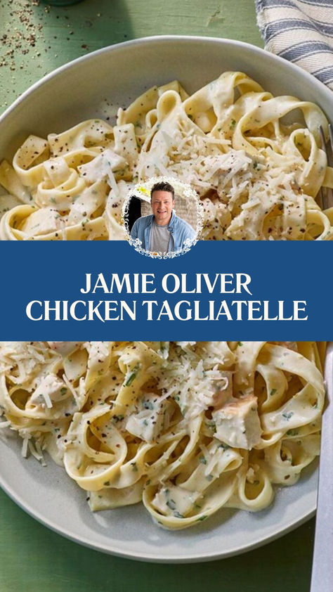 Jamie Oliver​ Chicken Tagliatelle Tagliatelle Recipe Chicken, Creamy Tagliatelle Recipe, Easy Tagliatelle Recipe, Jamie Oliver Recipes 15 Minute Meals, Jamie Oliver Recipes 5 Ingredients, Chicken Tagliatelle Recipes, Jamie Oliver 5 Ingredients Recipes, Chicken Tagliatelle, Dinner For Busy Nights