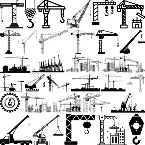 Crane Vector, Construction Svg, Vector Building, Timeline Diagram, Construction Crane, Heavy Equipment, Craft Items, Building Design, Svg Design