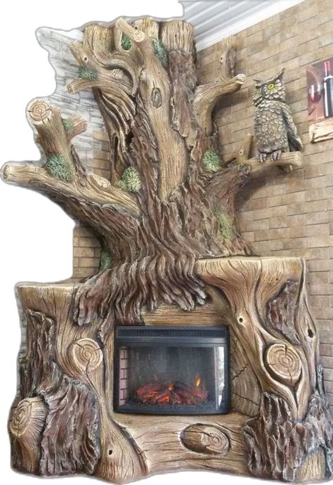 Unusual Furniture, Cement Art, Interior Design Your Home, Fire Places, Wood Projects Bedroom, Concrete Art, Tree Sculpture, Wood Carving Art, Diy Wood Projects Furniture