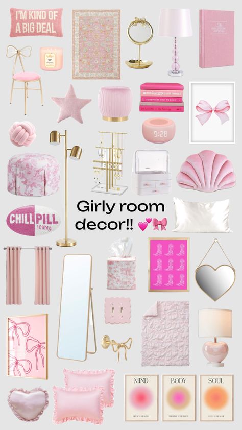 #bedroom #room #roomredo #roomdecor #pink #pinkprincess #preppy #preppyroom #pinkroom Pink Teenage Room Ideas, Girly Themed Bedroom, Pink Preppy Room Aesthetic, Pink Aesthetic Bedroom Ideas Preppy, Preppy Bedroom Decor Pink, Preppy Room Design, Girly Room Makeover, Dream Preppy Room, Regina George Room Aesthetic