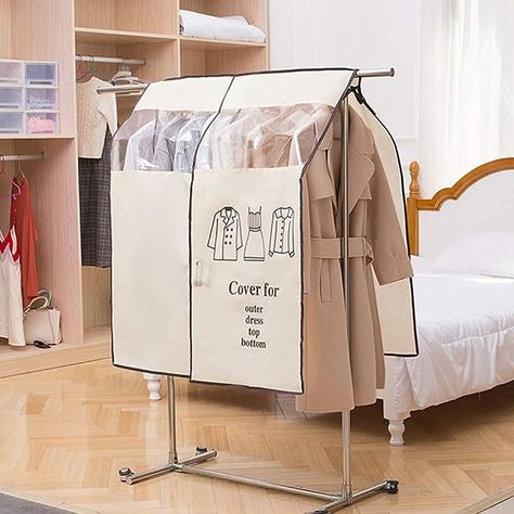 Amazon.com: ifundom Garment Bags for Hanging Clothes, 43. 7 Clear Hanging Garment Bags for Closet Storage Bottom Enclosed Garment Rack Cover Sealed Wardrobe Clothes Protector for Coats, Suits, Dresses : Home & Kitchen Wedding Dress Storage, Dress Storage, Closet Clothes Storage, Coat Storage, Outer Dress, Creative Clothes, Breathable Clothes, Garment Cover, Suit Bag