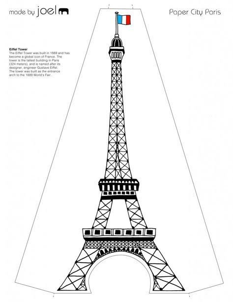 Paper City Paris Eiffel Tower Template Ajfelov Toranj, Eiffel Tower Template, Free Paris Printables, Eiffel Tower Art For Kids, Eiffel Tower Cutout, Eiffel Tower Printable, Eiffel Tower Blueprint, Eiffel Tower Craft, Eiffel Tower Model Diy