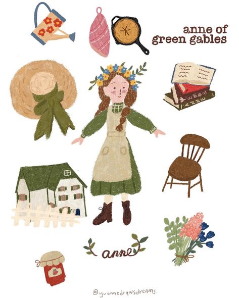 Anne Green Gables Aesthetic, Anne Of Green Gables Drawing, Anne Of Green Gables Illustration, Anne Of The Green Gables, Anne Of Green Gables Aesthetic, Imagination Aesthetic, Anne Green Gables, Hygge Illustration, Christian Illustration