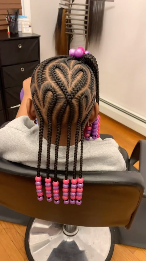 𝕊𝕃𝔸𝕐ℕ 𝔸𝕋𝕋ℝ𝔸ℂ𝕋𝕀𝕆ℕ | 💖💜💖💜💖💜 My girls gettin’ real cute!! February books are open!! #slaynattraction #braids #kidsbraids #whitehallpa #pennsylvaniabraider… | Instagram Up In One Cornrow Natural Hair, Cute Hairstyles For Black Kids Natural, Braided Hairstyles Black Girls Kids, Kid Feed In Braid Styles, Kiddie Hairstyles, Kid Braids With Beads, Lil Girls Braided Hairstyles, Kid Braid Styles Natural Hair, Braids For Little Black Girls Hairstyles