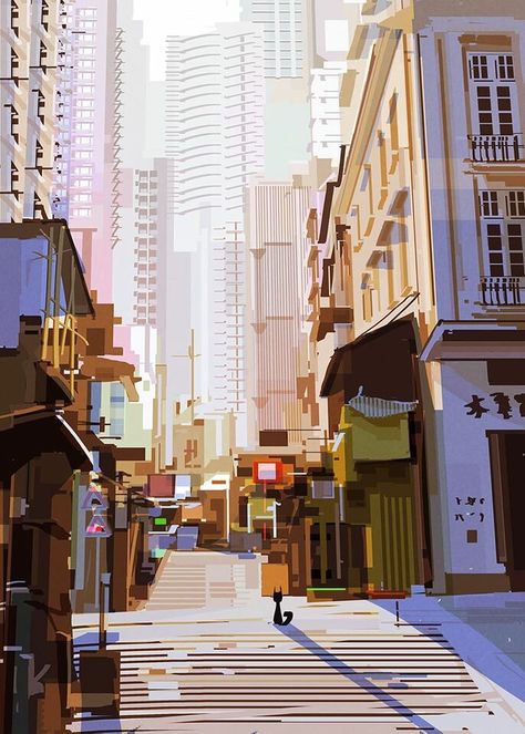 Alberto Mielgo, City Scapes, Bg Design, City Background, City Drawing, City Illustration, Landscape Illustration, City Street, Animation Background