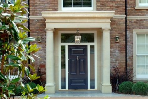 Such classic lines for a portico! Modern Georgian House, Portico Designs, Diy Carport, Stone Porches, Georgian Doors, Porch Canopy, Georgian House, Farmhouse Front Door, Front Porch Design