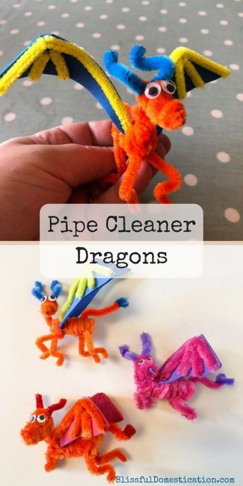 How to make your own pipe cleaner dragon Pipe Cleaner Dragon, Dragon Craft, Dragon Crafts, Pipe Cleaner Crafts, Crafts For Boys, Camping Crafts, Craft For Kids, Childrens Crafts, Fun Crafts For Kids