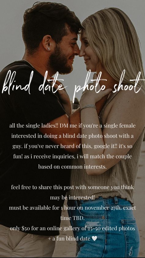 Blind Date Photoshoot Ideas, Blind Photoshoot, Stranger Photo Sessions, Stranger Session Photography, Blind Date Photoshoot, Date Photoshoot, Date Photography, Mini Session Ideas, Date Photo