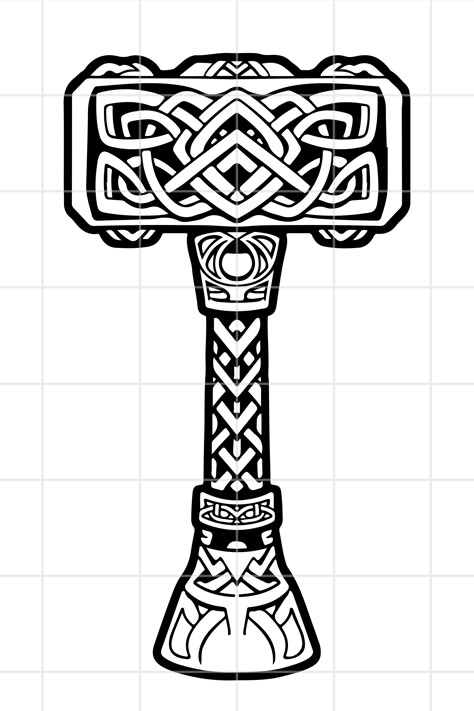 Viking Hammer Drawing, Thors Hammer Tattoo Vikings, Thor Hammer Drawing, Thors Hammer Drawing, Mjolnir Tattoo Design, Hammer Tattoo Design, Mjolnir Art, Norse Tattoo Designs, Thors Hammer Tattoo