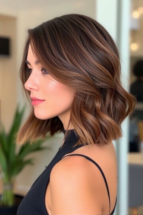 50 Wavy Lob Haircuts for Effortless Glamour : Rich Chestnut Long Bob Waves Wavy Textured Lob Haircut, Long Wavy Bob Haircuts, Lob For Thick Wavy Hair, Bob Waves, Long Wavy Bob, Wavy Lob Haircut, Wavy Bob Long, A Line Haircut, Lob Haircuts