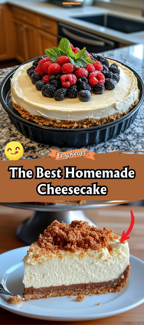 Experience the ultimate indulgence with The Best Homemade Cheesecake, a creamy, velvety dessert that melts in your mouth. This cheesecake is crafted with a rich blend of cream cheese, eggs, and vanilla, set atop a buttery graham cracker crust, making it the perfect treat for any special occasion. #HomemadeCheesecake #DessertLovers #CreamyIndulgence Homemade Cheesecake From Scratch, Best Cheesecake Recipe Ever, Cheese Cakes Recipes Classic, Best Cheesecake Recipe Homemade, Cheese Cake Crust, Cheese Cakes Recipes Easy, Creamy Cheesecake Recipes, Homemade Cheesecake Filling, Home Made Cheesecake