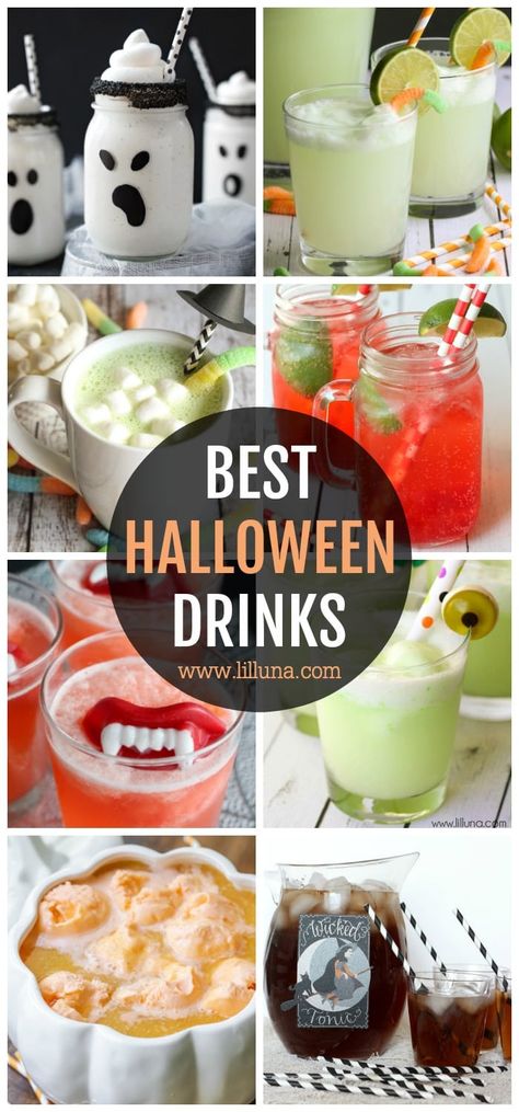 No halloween party is complete without some fun and festive Halloween drinks! All of the recipes in this collection are drinks both kids and adults can enjoy—including punches, milkshakes, and even hot chocolate! #halloween #halloweendrinks Punch Halloween, Chocolate Halloween, Halloween Drink, Halloween Punch, Halloween Fruit, Kid Friendly Halloween, Ideas For Halloween, Halloween Cocktails, Halloween Dinner