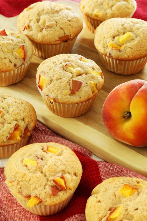 An easy recipe for peach muffins that is perfect for peach season. A simple yet flavorful on the go breakfast for Summer. Things To Make With Peaches, Peach Muffins Recipe, Peach Muffin Recipes, On The Go Breakfast, Peach Muffins, Seasonal Baking, Moist Muffins, Weekend Crafts, One Last Time