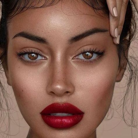 Top 15 Baddie Makeup Looks To Try This Year Natural Red Lips, Red Lips Makeup Look, Red Lipstick Makeup, Dark Red Lips, Eye Makeup Techniques, Red Lip Makeup, Heavy Makeup, Simple Eye Makeup, Eye Makeup Tips