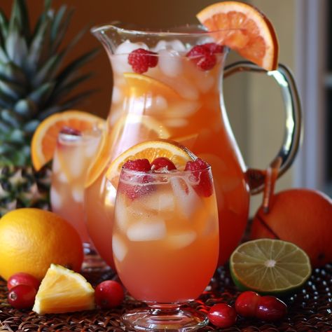 🍹 Experience the wild side with Spiked Jungle Punch! 🍹 #TropicalPunch #PartyTime Spiked Jungle Punch Ingredients: Coconut rum (1 cup) Vodka (1 cup) Pineapple juice (2 cups) Orange juice (2 cups) Cranberry juice (2 cups) Lemon-lime soda (2 cups) Fresh fruit slices (for garnish) Ice (as needed) Instructions: In a large pitcher, combine coconut rum, vodka, pineapple juice, orange juice, and cranberry juice. Stir well. Add ice and lemon-lime soda just before serving. Garnish with fresh fruit ... Jungle Punch, Instagram Recipes, Juice Pitcher, Fruit Slices, Twisted Recipes, Lemon Lime Soda, Tropical Punch, Lime Soda, Fruit Slice