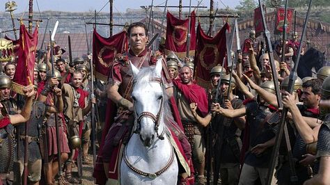 This image falls under government. The Roman republic fell because Julius Caesar raised an army killed the president and took over. Rome Hbo, Rome Tv Series, Roman Legion, Roman Republic, Empire Romain, Timothy Olyphant, Boardwalk Empire, Roman Soldiers, Julius Caesar