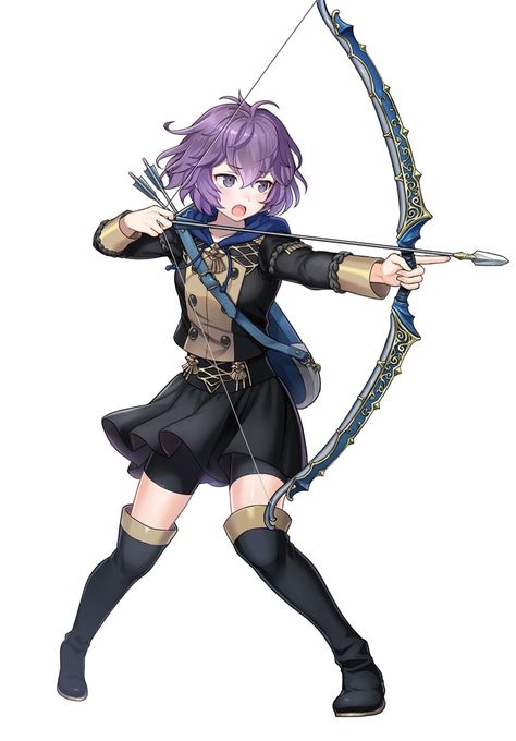 Archer Characters, Battle Art, Fire Emblem Characters, Fire Emblem Heroes, Bow And Arrow, Anime Warrior, Anime Child, Warrior Girl, Beautiful Dark Art