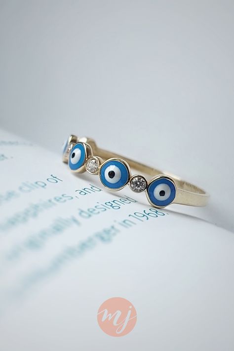 Evil Eye Ring Gold, Evil Eye Ring, Gold Jewelry Earrings, Eye Ring, 14k Gold Ring, Eye Art, Beaded Rings, Evil Eye Jewelry, Evil Eye