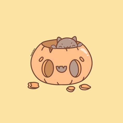 Illustration of a little mischievous cat inside of a jack-o’-lantern. Kawaii Folder, Mischievous Cat, Cute Creatures, Jack O, Jack O Lantern, Lanterns, Snoopy, Fictional Characters, Art