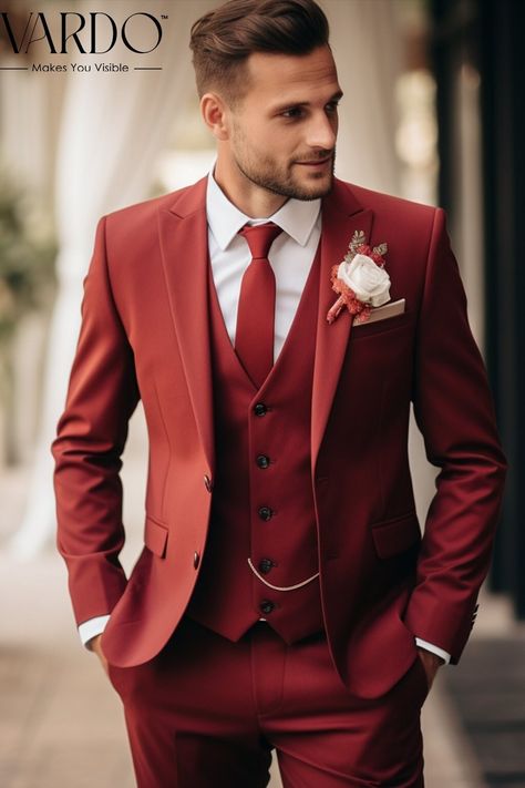 >>ORIGINAL ARTWORK AND CONTENT, PLEASE DO NOT COPY<< Men Suits, Suits For Man, Elite Red Three Piece Suit - Sophisticated Style, Formal Attire, Formal piece Wedding Suit, Double Breasted, Formal Fashion Slim Fit Suit. Elevate your style with our exquisite red three-piece suit for men. This timeless ensemble is perfect for weddings, formal events, or any occasion where you want to make a lasting impression. Crafted with the finest attention to detail, our suit exudes sophistication and confidence. 🔴 Key Features: ✨ Three-Piece Perfection: This suit includes a tailored blazer, matching vest, and flat-front trousers, providing a complete, polished look. ✨ Premium Quality: Our suit is made from high-quality materials that offer comfort and durability throughout the day. ✨ Classic Red Elegance Red Best Man Suit, Red And White Tuxedo For Men Wedding, Mens Red Suit Wedding, White And Red Groom Suit, Red Velvet Groom Suit, Red Suit For Groom, Elegant Red Business Suit, Elegant Red Formal Suit, Fitted Red Three-piece Suit For Groom