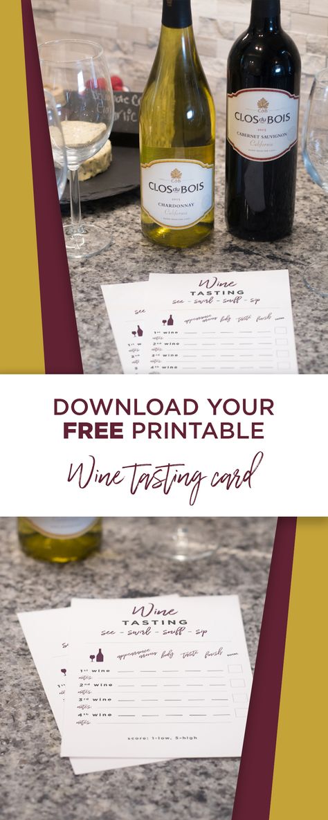 Tips on how to host your own wine tasting party at home! Plus, free download printable wine tasting card! Wine Night Appetizers, Blind Wine Tasting Party, Wine Tasting Card, Wine Tasting Guide, Blind Wine Tasting, Wine Tips, Chardonnay Wine, Make Your Own Wine, Veggie Juice