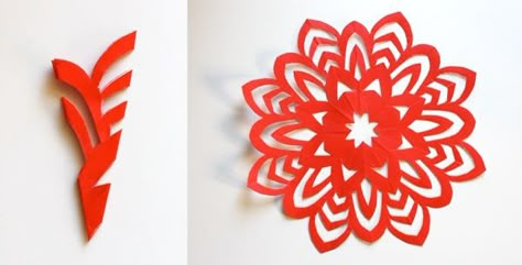 Check out these 5-point folding directions and visit How About Orange for instructions and ideas for making your own paper snowflakes. Navidad Diy, Paper Snowflakes, Noel Christmas, Snowflake Pattern, Crafty Craft, Kirigami, Winter Crafts, Christmas Inspiration, Paper Cut