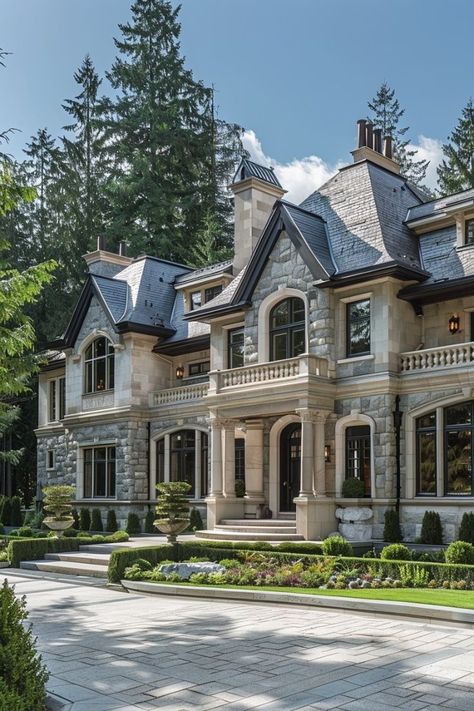 Small Mansion Exterior, Large Home Exterior, Timeless Home Exterior, Elegant Houses, Home Decor For Small Spaces, Home Bathroom Ideas, Comic Scene, Home Exterior Ideas, Gothic Fireplace