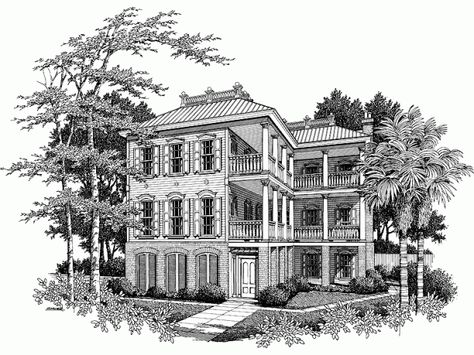 Charleston Style House Plans, Charleston House Plans, Laundry And Powder Room, Neoclassical House, Southern Style House, Victorian House Plans, Southern Style House Plans, Southern House Plan, Blueprint Pictures