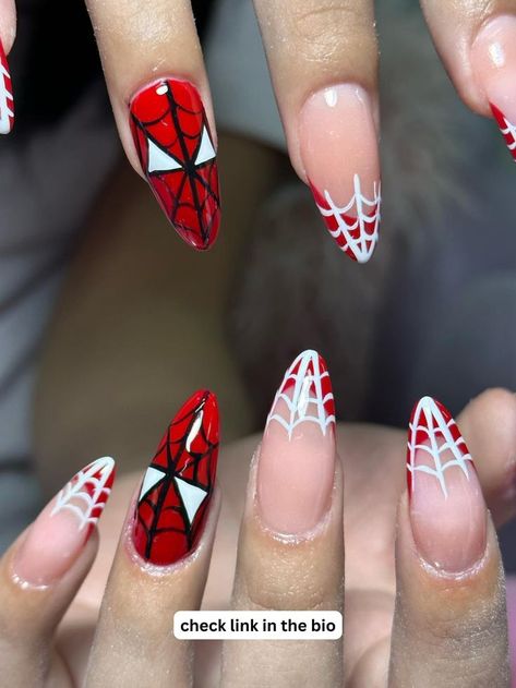 spiderman nails Superhero Nails, Marvel Nails, Web Slinger, Art Guide, Nail Designs Tutorial, Nail Art Disney, Cute Acrylic Nail Designs, Simple Acrylic Nails, Glow Nails