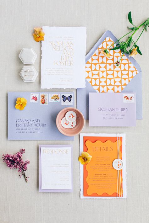 S T A T I O N E R Y Vintage Wedding Invitations Romantic, Colorful Invitation Suite, Wes Anderson Stationary, Event Stationary Design, Colorful Wedding Stationery, Whimsical Wedding Invites, Semi Custom Wedding Invitations, Wedding Invitations Colorful, Eclectic Wedding Invitations