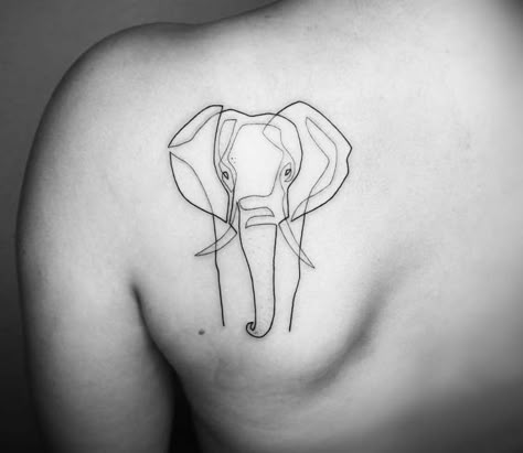 Elephant tattoo by Mo Ganji Elephant Tattoos Geometric, Elephant Line Work Tattoo, Elephant Tattoos Shoulder, Linework Elephant Tattoo, Elephant Tattoos Line Art, Elephant Simple Tattoo, Line Work Elephant Tattoo, Abstract Elephant Tattoo, Elephant Drawing Tattoo