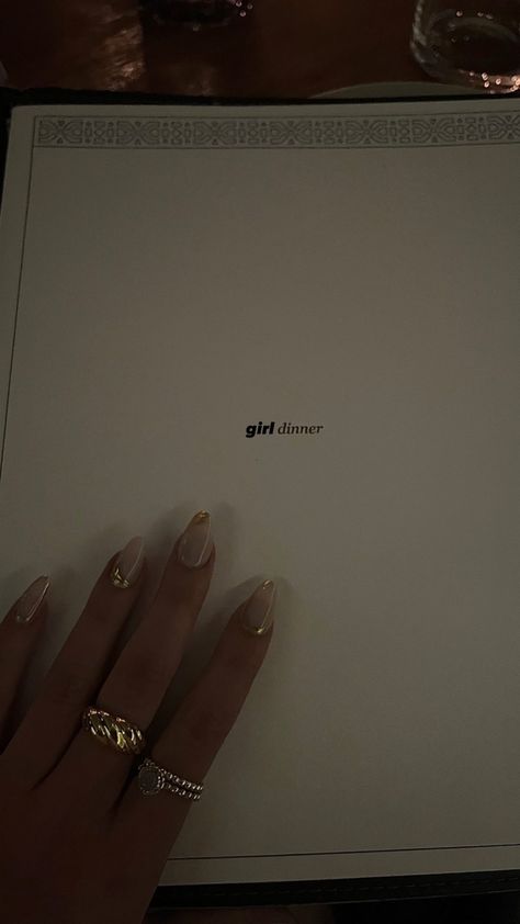 Girl dinner, aesthetic, girl dinner aesthetic, nail inspo, gold jewelry, silver jewelry, clean girl, coastal grand daughter, aritizia, glamnetic, tik tok 2023 trends, fashion inspo, instagram, instagram story ideas, insta story inspo, aritzia Girl Dinner Aesthetic, Nail Inspo Gold, 2023 Trends Fashion, Diamond Instagram, Fashion Inspo Instagram, Insta Story Inspo, Dinner Aesthetic, Aesthetic Nail, Grand Daughter