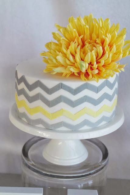 Little Big Company | The Blog: A Chevron Themed Engagement Party by The Cupcake Emporium Healthy Snacks For Work, Themed Engagement Party, Chevron Cakes, One Tier Cake, Single Tier Cake, Big Company, Yellow Chevron, Special Occasion Cakes, Snacks For Work