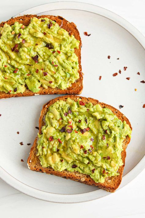 Toast With Honey, Best Avocado Toast, Simple Avocado Toast, Food Guilt, Honey Toast, Toast Toppings, Bread Toast, Vanilla Greek Yogurt, Mashed Avocado