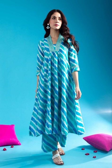 Kurta Plazo, Anarkali Patterns, Cotton Anarkali Kurta, Plazo Set, Blue Anarkali, Cotton Anarkali, Anarkali Kurti, Dress Book, Kurti Designs Latest