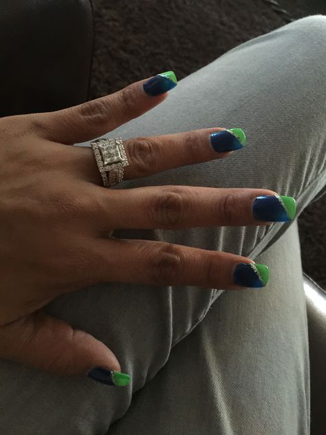 Seattle Seahawks Nails Design, Seattle Seahawks Nails, Seahawks Nails Design, Seahawk Nails, Seahawks Nails, Ombre Nails Tutorial, Nails Tutorial, Polish Ideas, Nail Envy