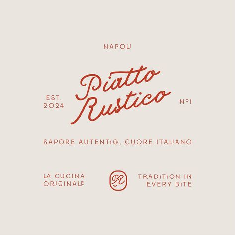 Piatto Rustico | Behance :: Behance Classic Graphic Design Style, Italian Restaurant Logo Design Ideas, Vintage Italian Graphic Design, Italian Branding Design, Spanish Font, Dessert Shop Logo, European Branding, Logo Food Design, Rustic Graphic Design