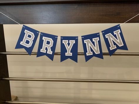 Mini Graduation Pennant Name Banner Mini Custom Name Banner | Etsy Graduation Pennant Banner, Senior Board, Card Basket, Banner Graduation, Flags With Names, Graduation Party Decorations, Pennant Flags, Graduation Banner, Name Banner