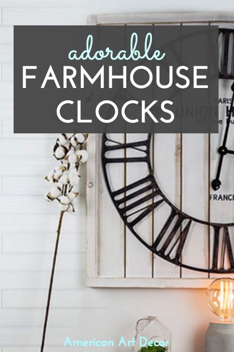 Modern Farmhouse Kitchens Wall Clocks, Modern Farmhouse Clock, Farmhouse Clock Wall Decor Living Room, Clock Wall Decor Living Room, Large Clock Decor, Bathroom Wall Clocks, Farmhouse Clock, Country Wall Clock, Farmhouse Clocks