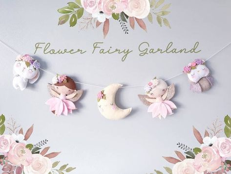 Fairy Lights Nursery, Fairy Nursery Decor, Fairy Nursery Baby Girl, Fairy Baby Room, Fairy Garden Nursery Theme, Woodland Fairy Nursery, Girls Fairy Bedroom, Fairy Nursery Theme, Felt Garland Nursery